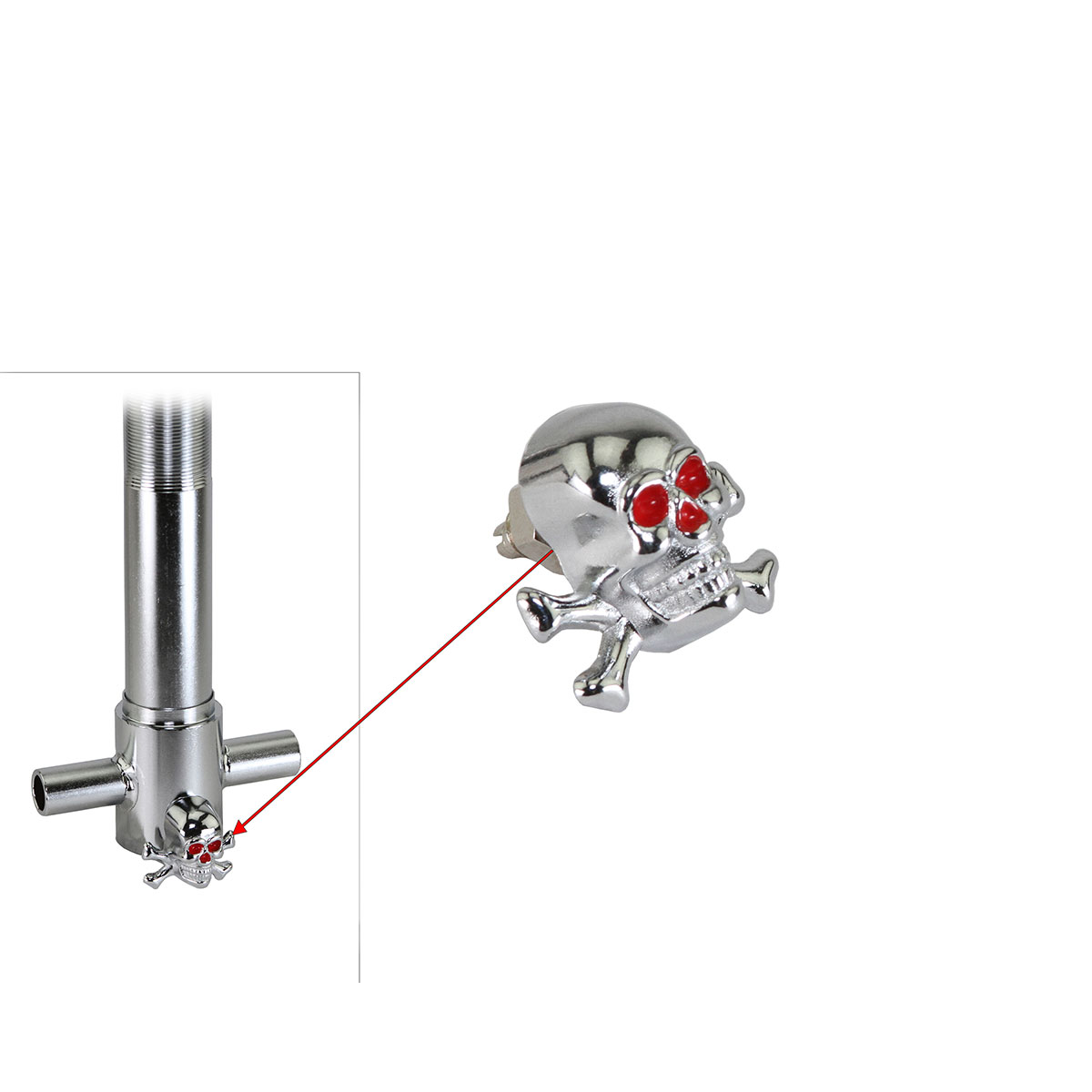 Skull W/Bone Nut 521 Chrome.