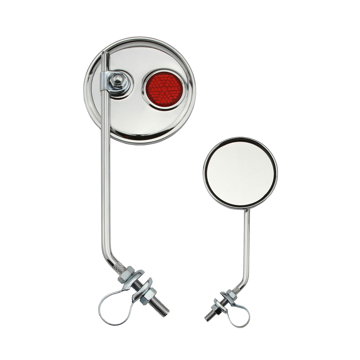 Round Mirror Chrome Red Reflectors.