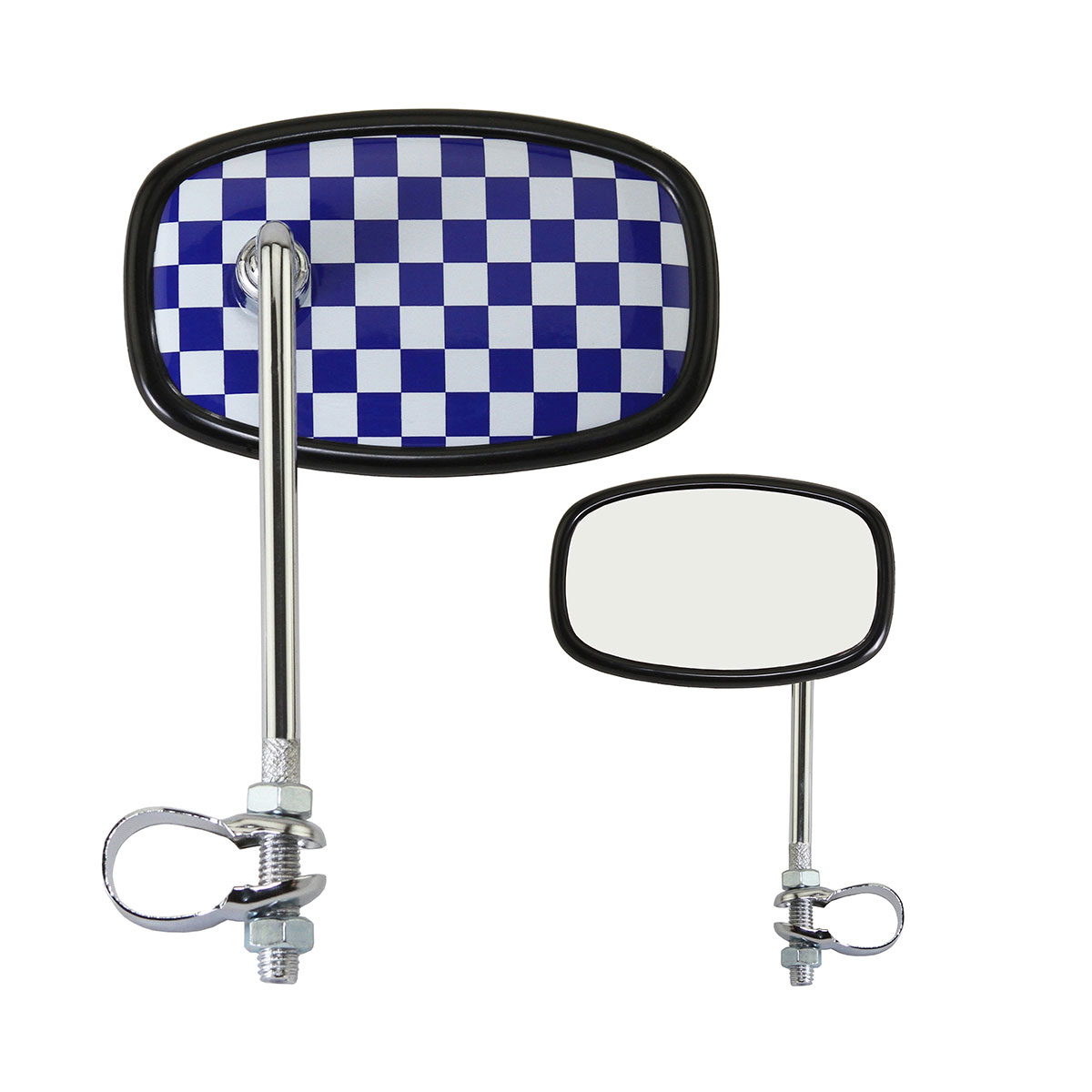 Check Oval Mirror Blue/White.