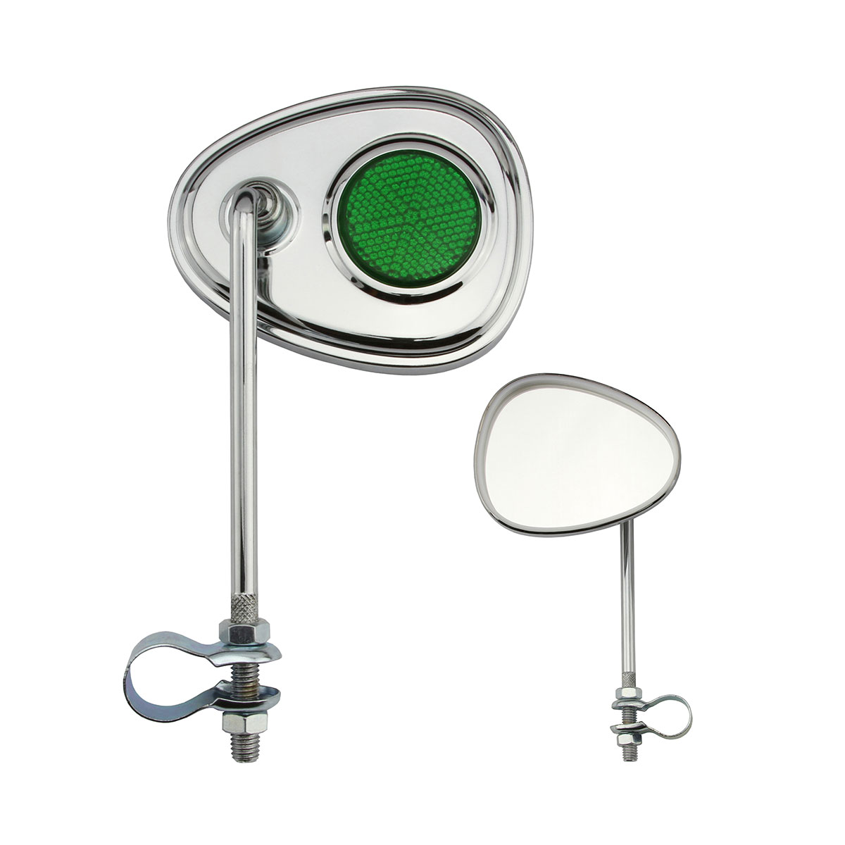 V Mirror Chrome Green Reflectors.