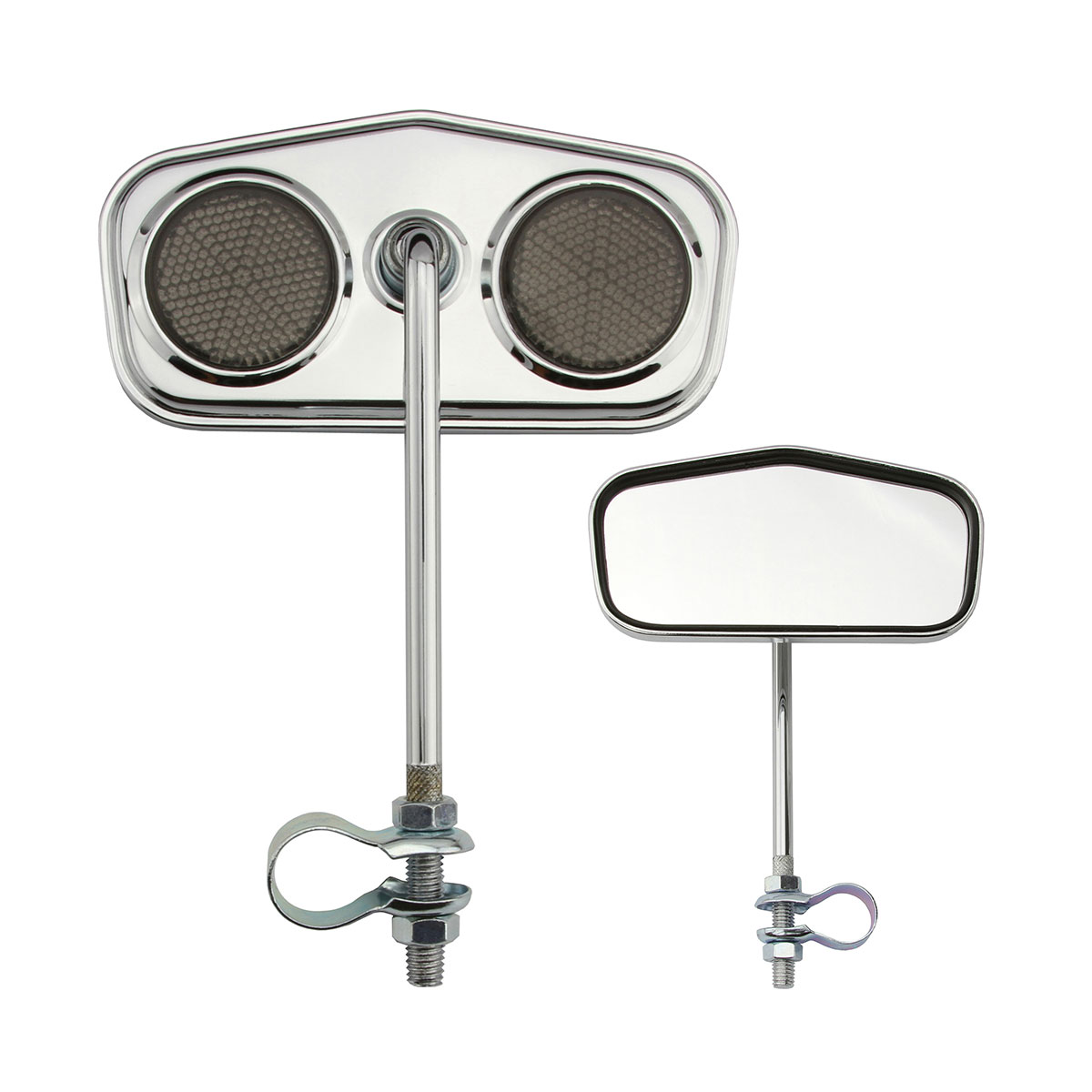Diamond Mirror Chrome Black Reflectors.