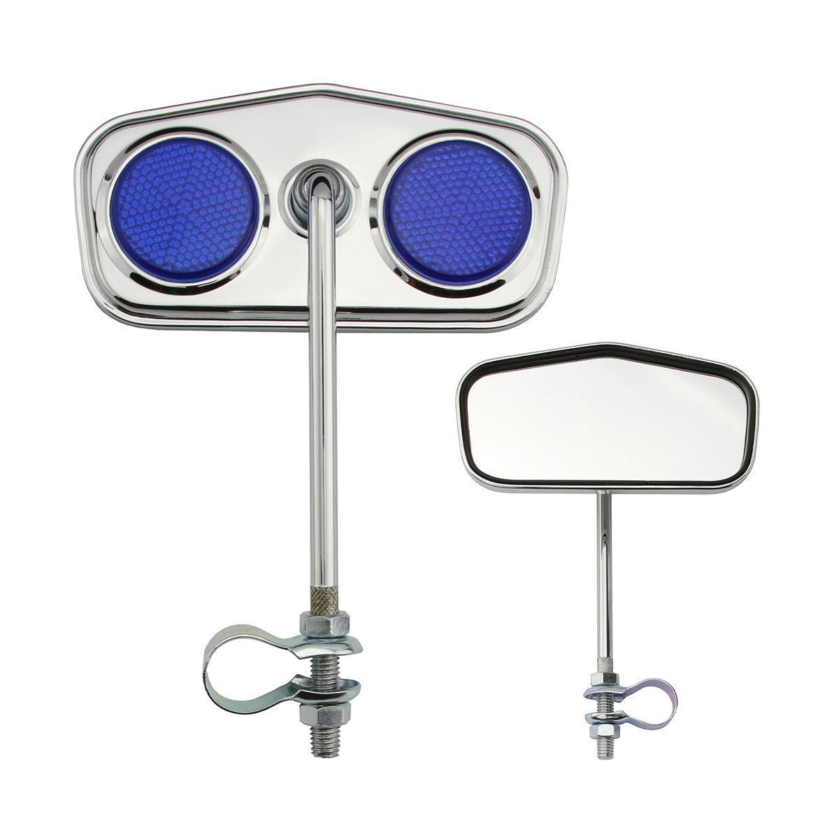Diamond Mirror Chrome Blue Reflectors.