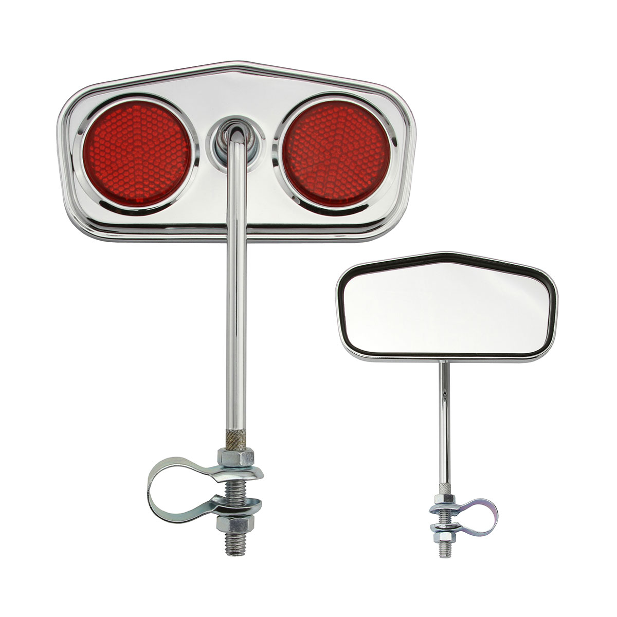 Diamond Mirror Chrome Red Reflectors.