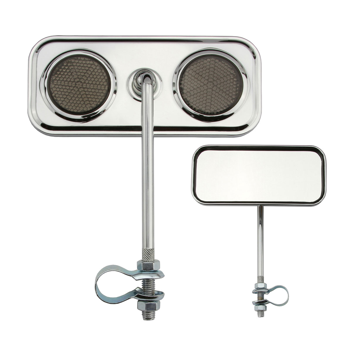 Rectangle Mirror Chrome Black Reflectors.