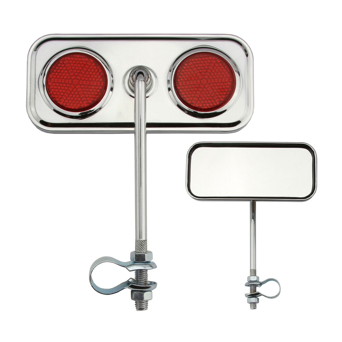 Rectangle Mirror Chrome Red Reflectors.