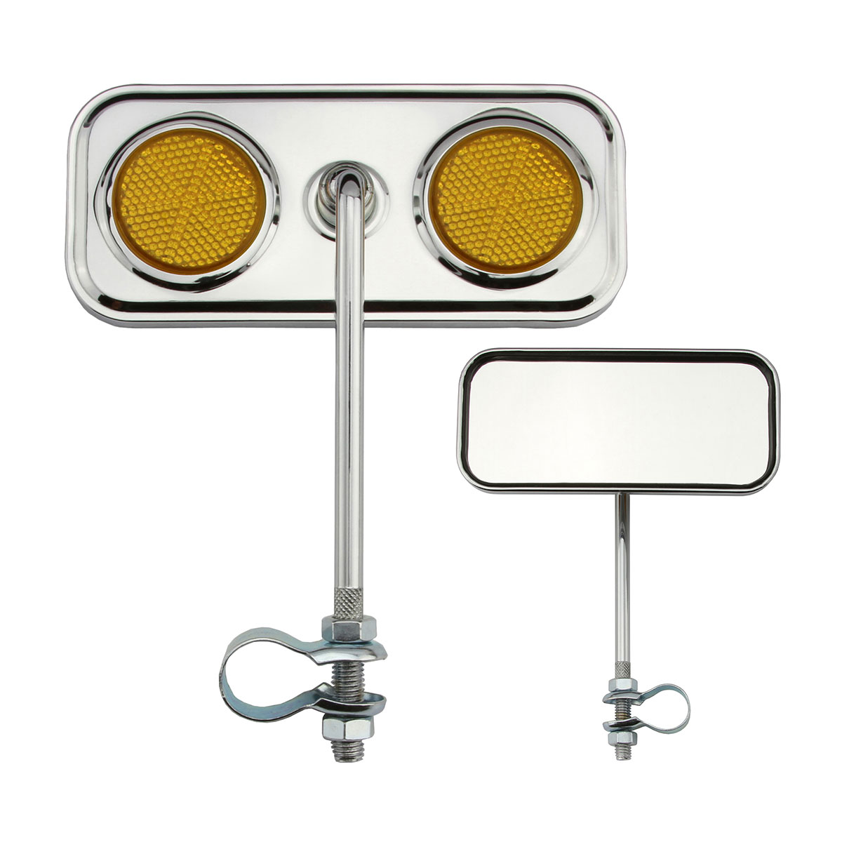 Rectangle Mirror Chrome Amber Reflectors.