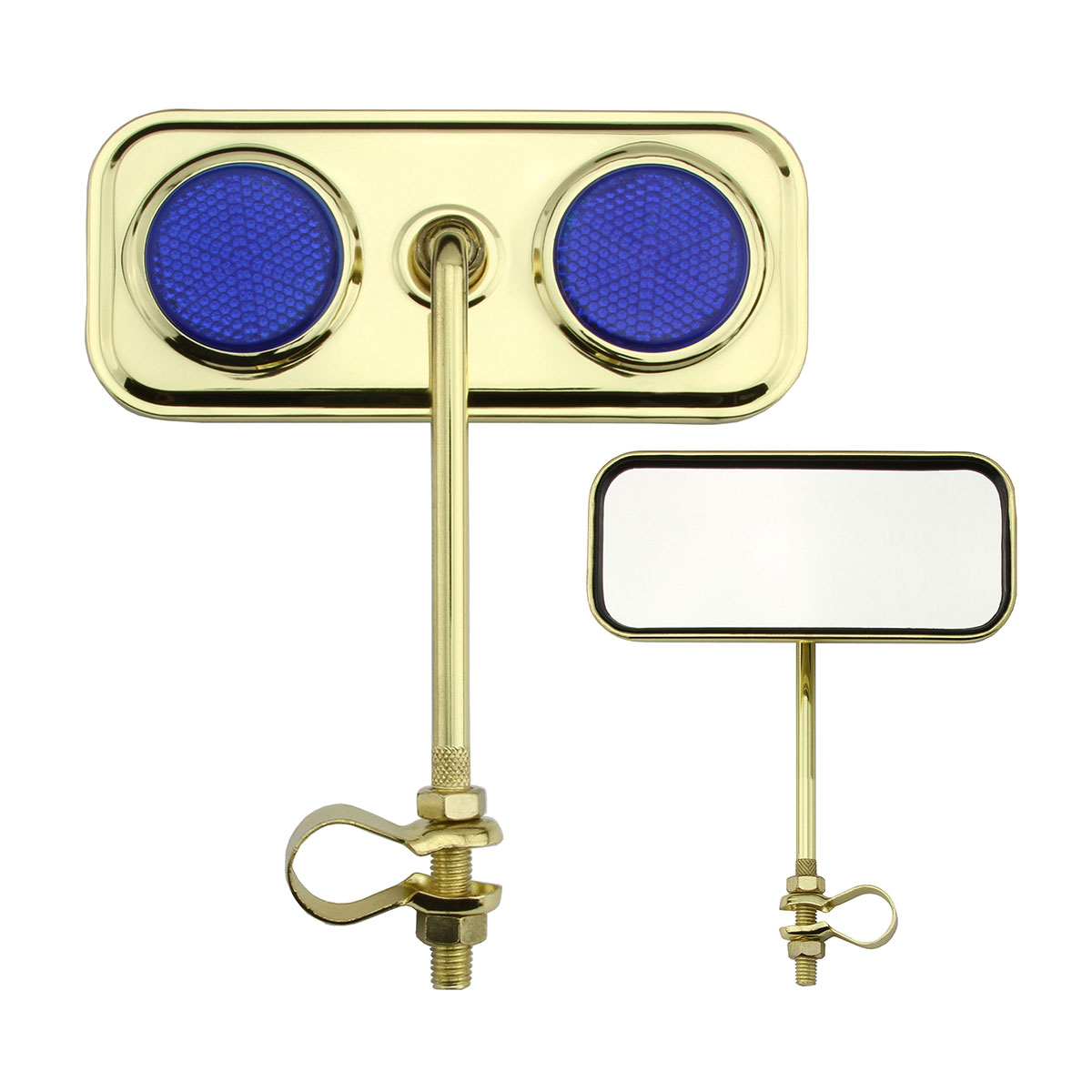 Rectangle Mirror Gold Blue Reflectors.