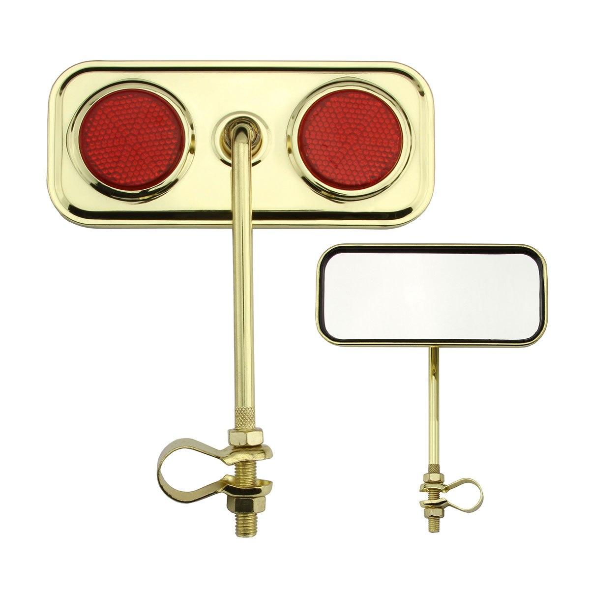 Rectangle Mirror Gold Red Reflectors.