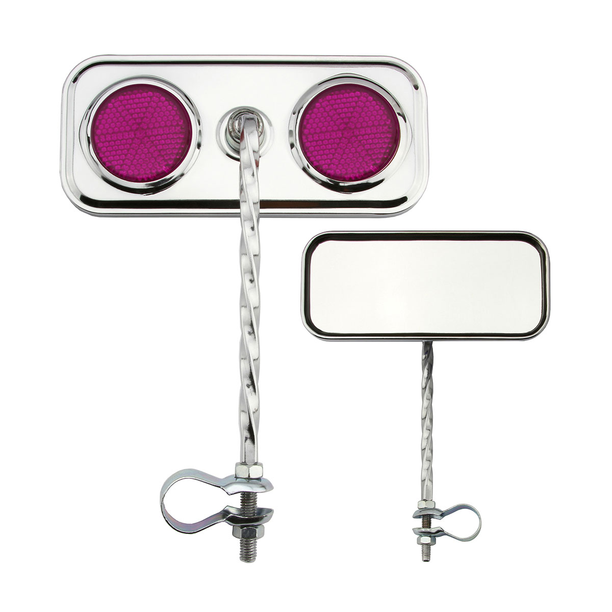 Rectangle Square Twisted Mirror Chrome Purple Reflectors.