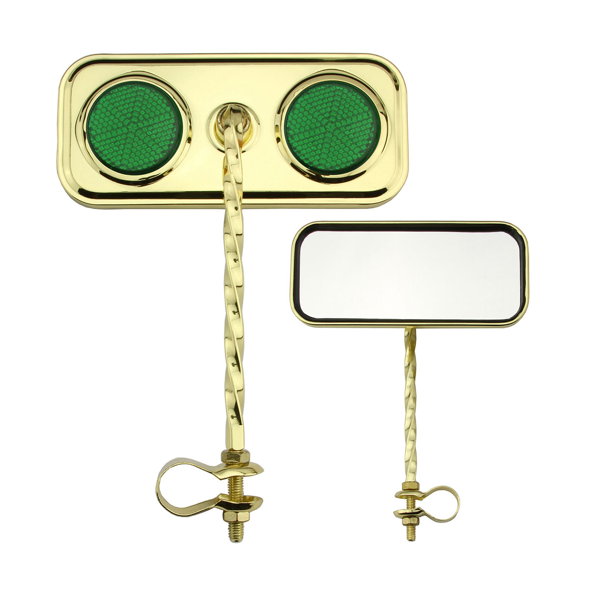Rectangle Square Twisted Mirror Gold Green Reflectors.
