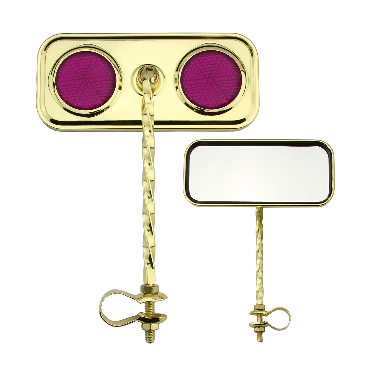 Rectangle Square Twisted Mirror Gold Purple Reflectors.
