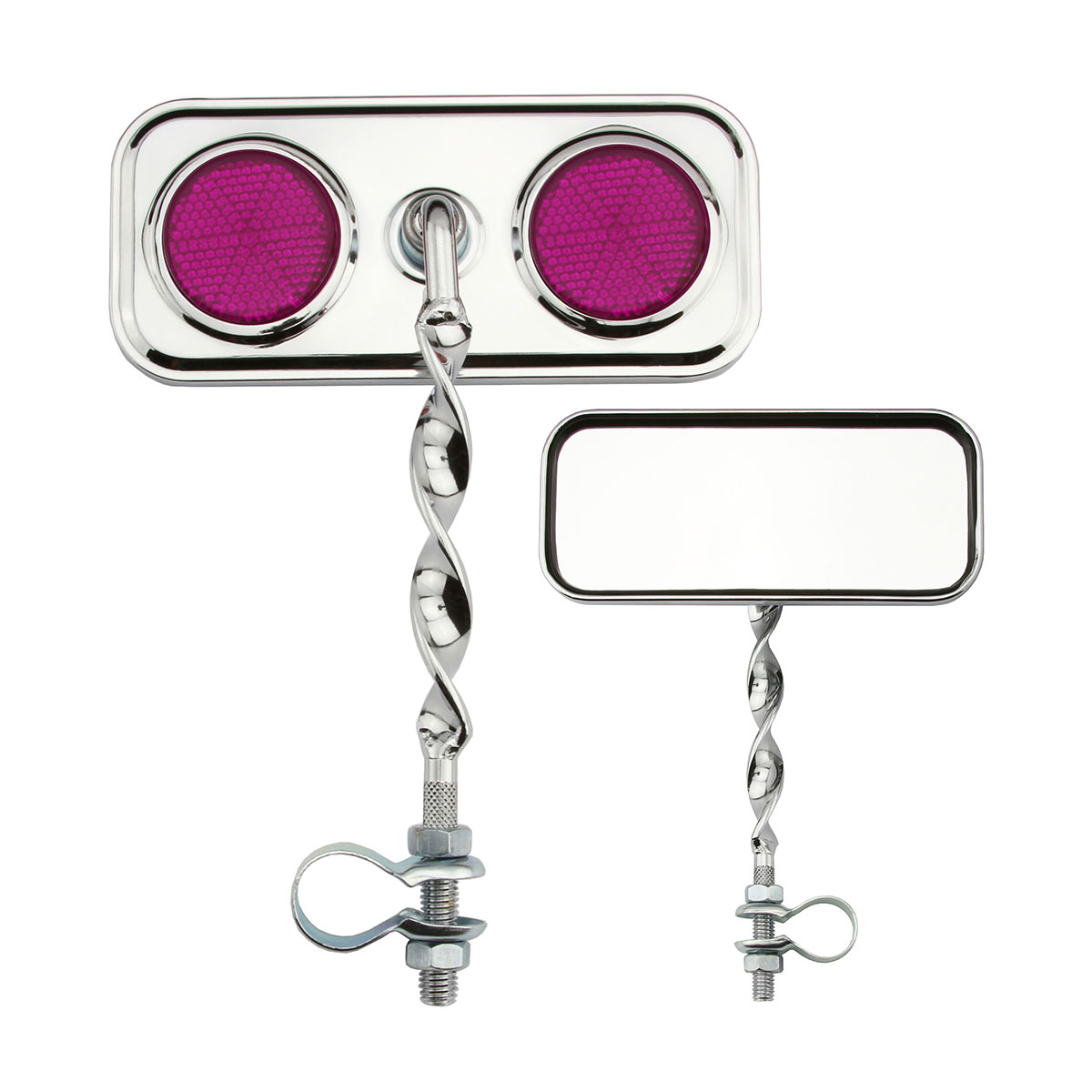 Rectangle Flat Twisted Mirror Chrome Purple Reflectors.