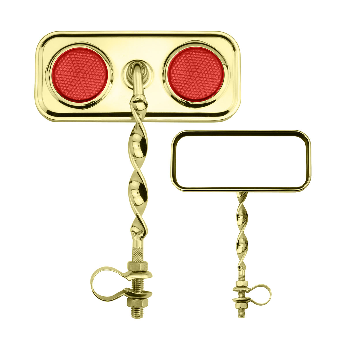 Rectangle Flat Twisted Mirror Gold Red Reflectors.