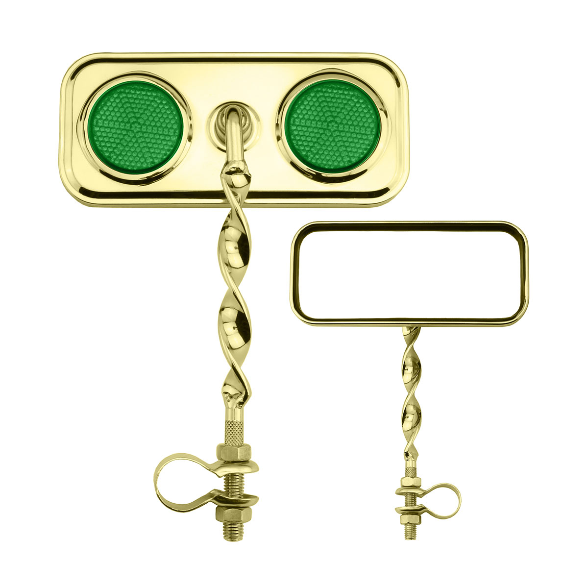 Rectangle Flat Twisted Mirror Gold Green Reflectors.