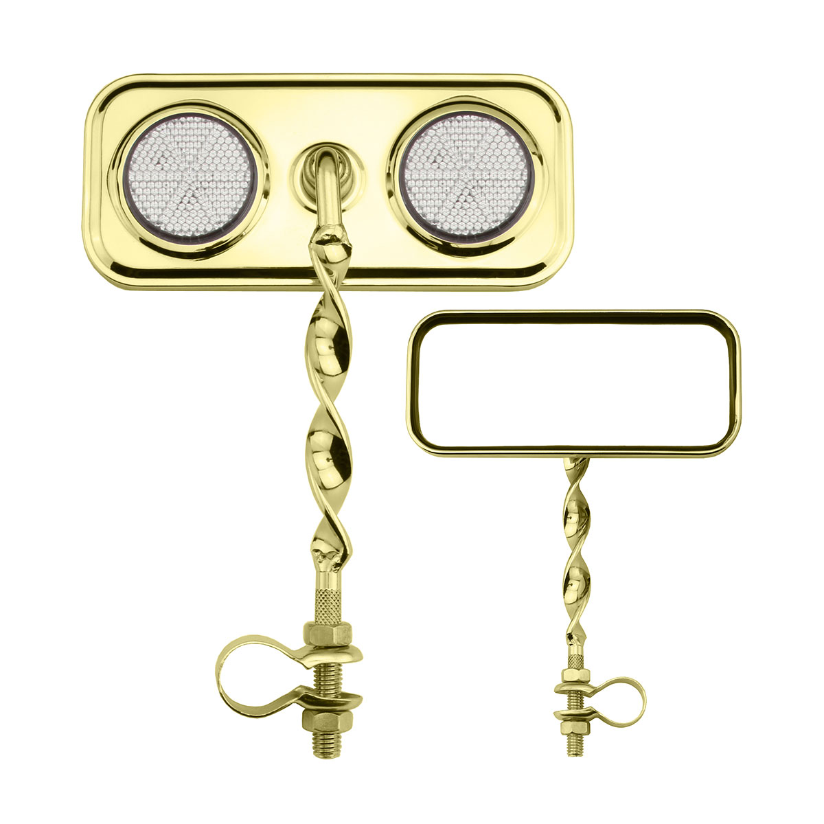 Rectangle Flat Twisted Mirror Gold Clear Reflectors.