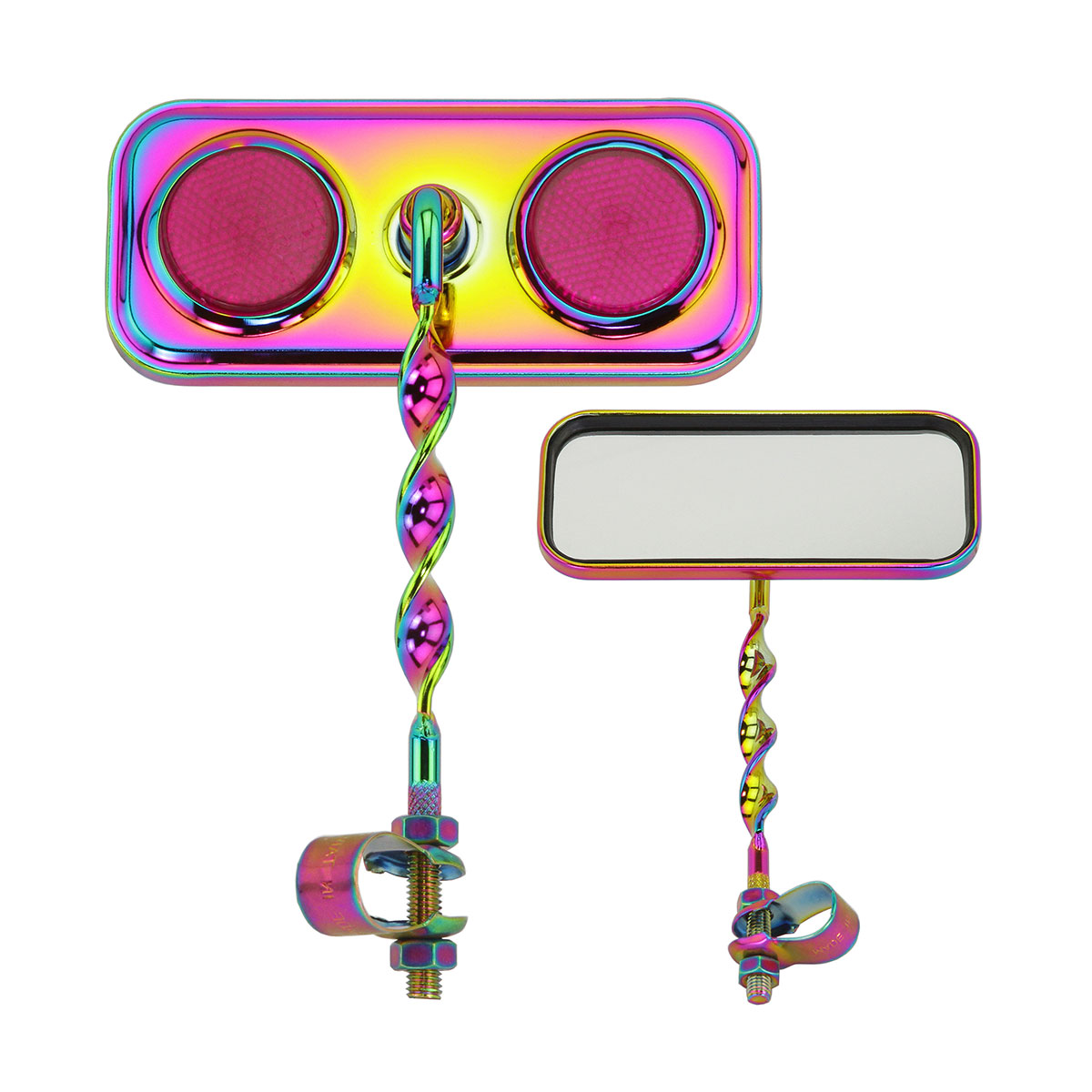 Rectangle Flat Twisted Mirror Oil Slik Purple Reflectors.