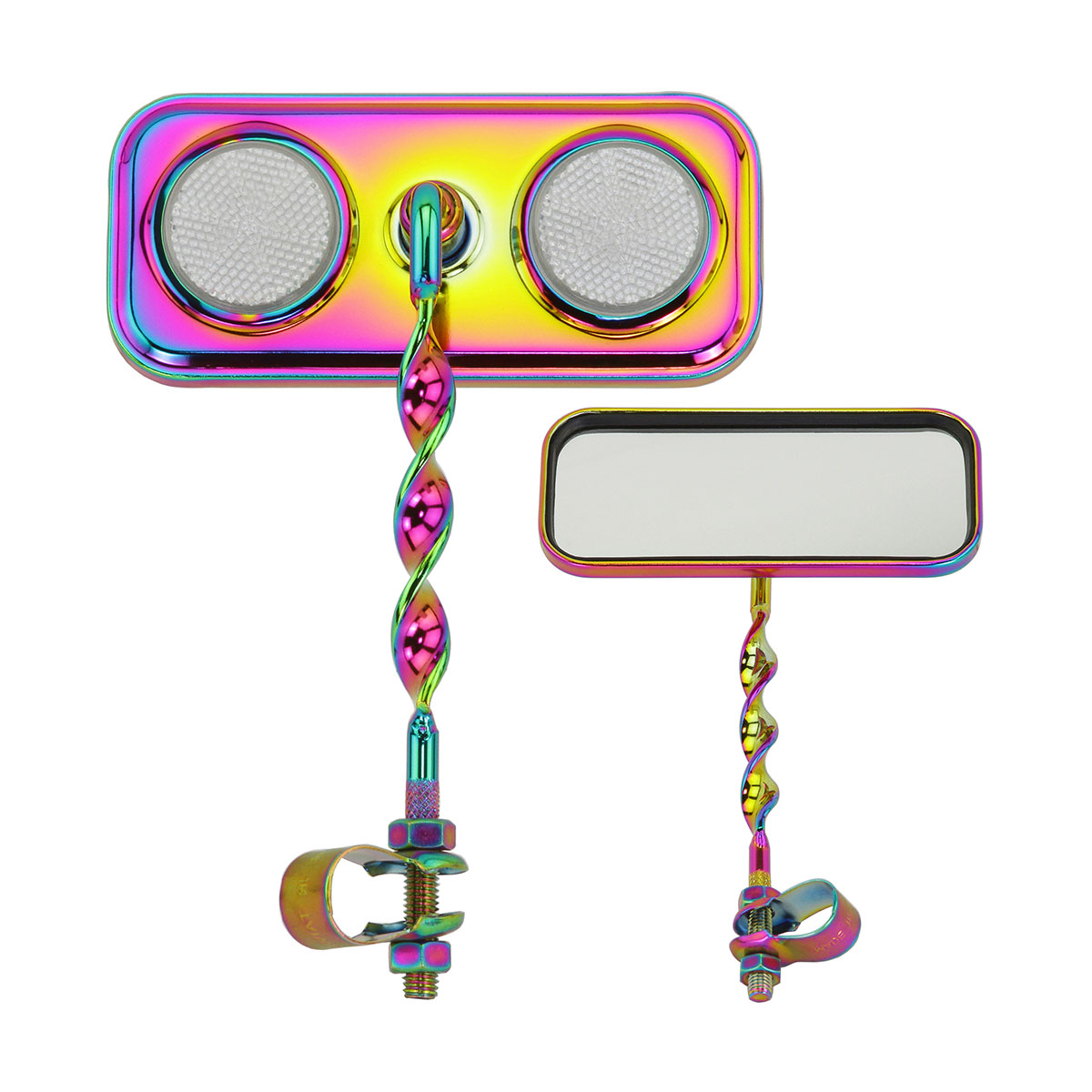 Rectangle Flat Twisted Mirror Oil Slik Clear Reflectors.