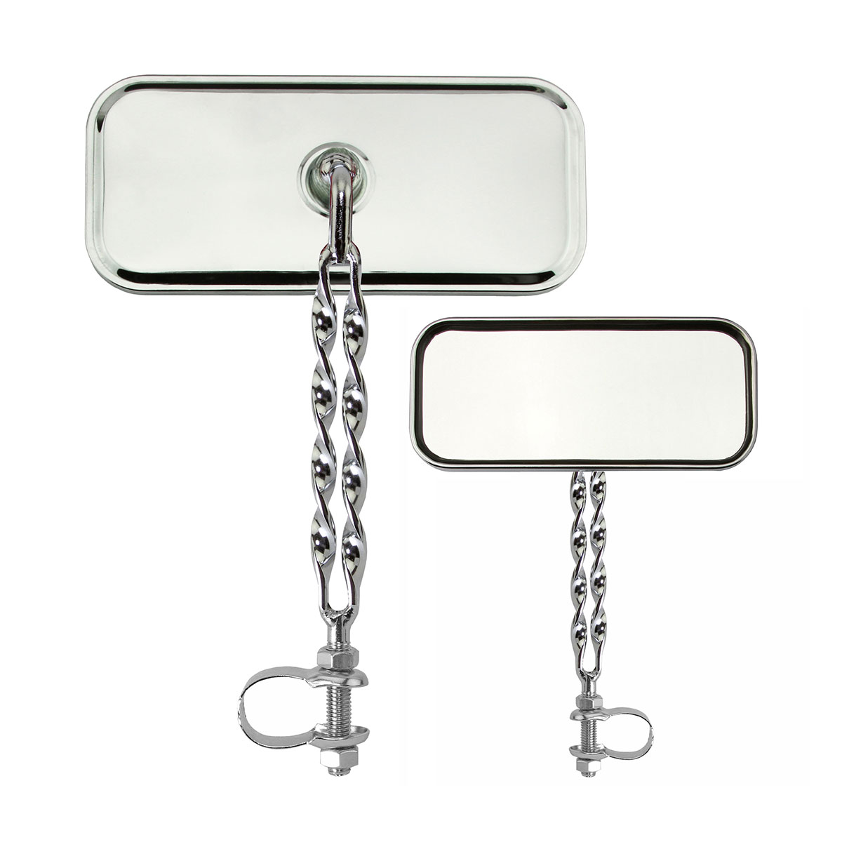 Rectangle Double Flat Twisted Mirror All Chrome.