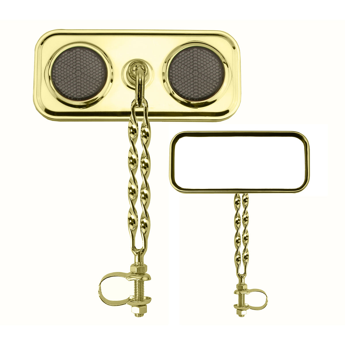 Rectangle Double Flat Twisted Mirror Gold Black Reflectors.