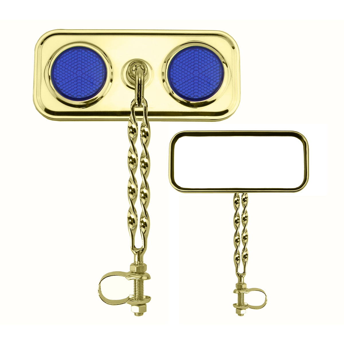 Rectangle Double Flat Twisted Mirror Gold Blue Reflectors.