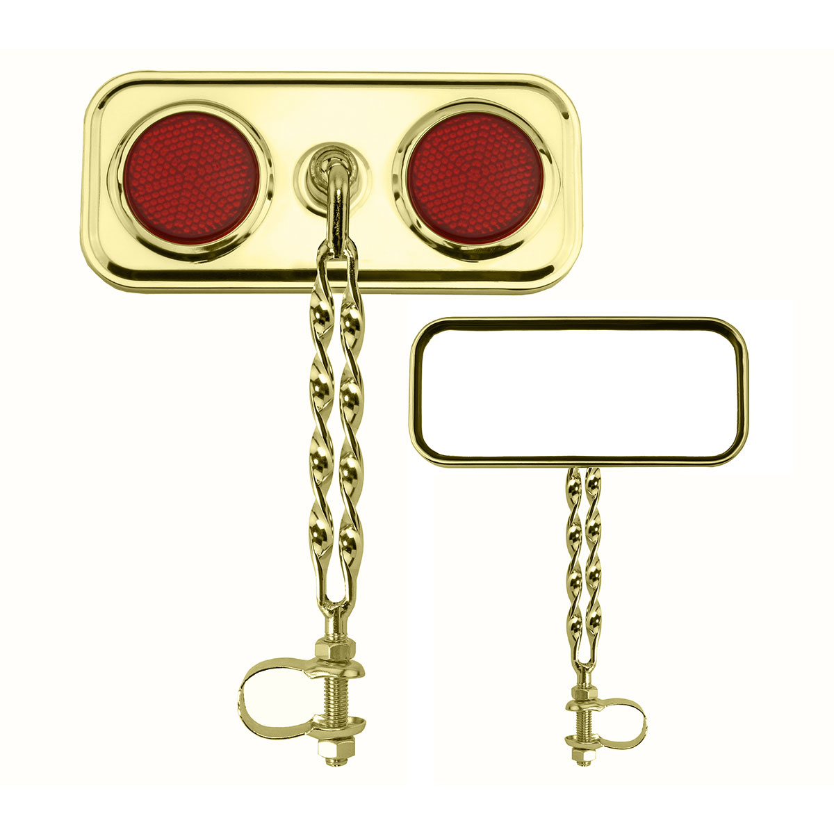Rectangle Double Flat Twisted Mirror Gold Red Reflectors.