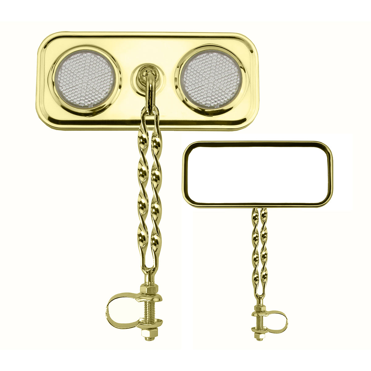 Rectangle Double Flat Twisted Mirror Gold Clear Reflectors.