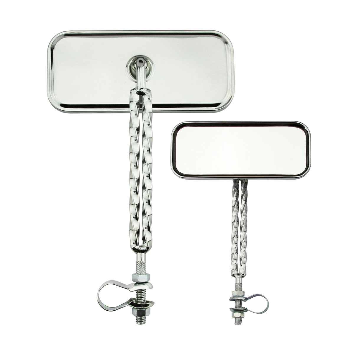 Rectangle Double Square Twisted Mirror All Chrome.