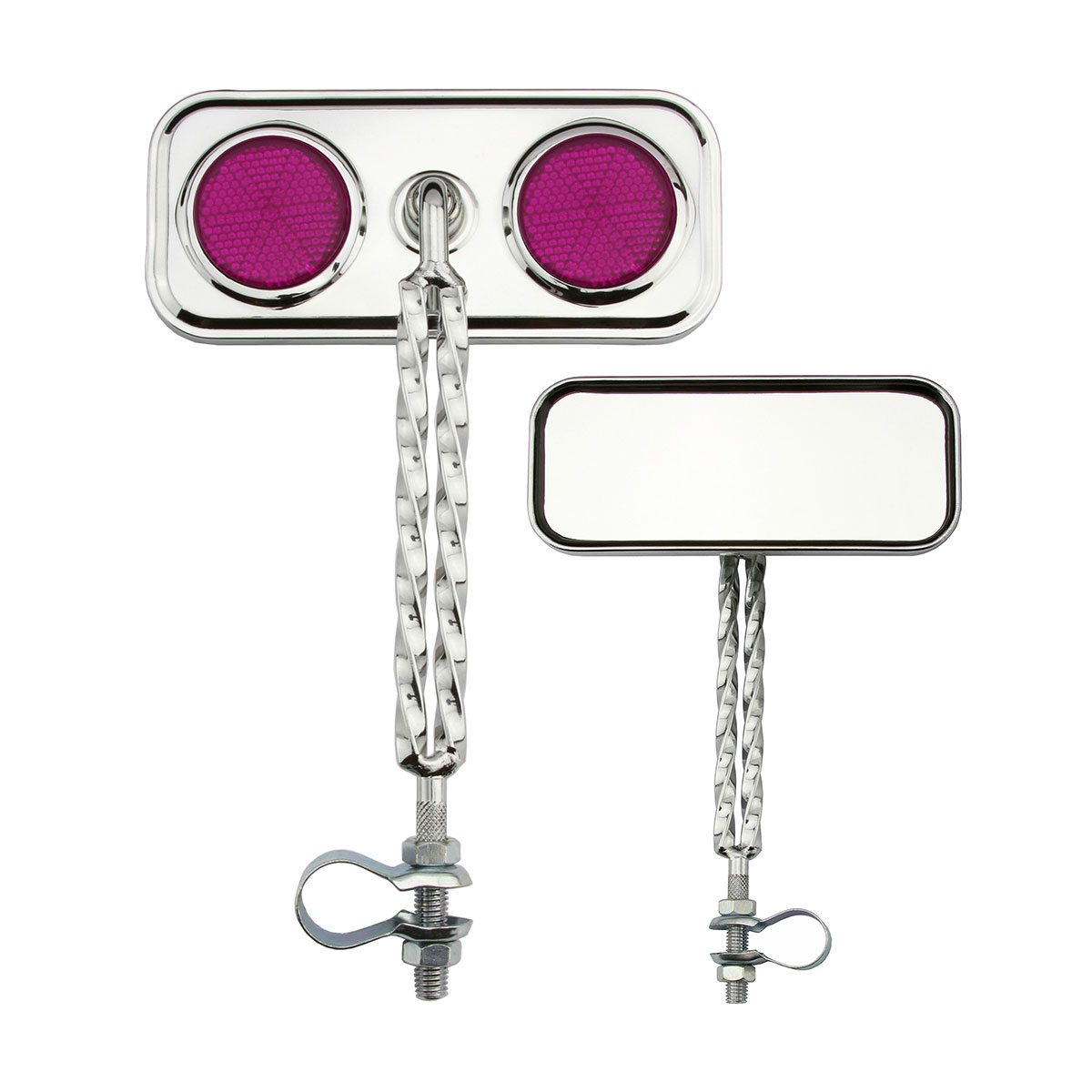 Rectangle Double Square Twisted Mirror Chrome Purple Reflectors.
