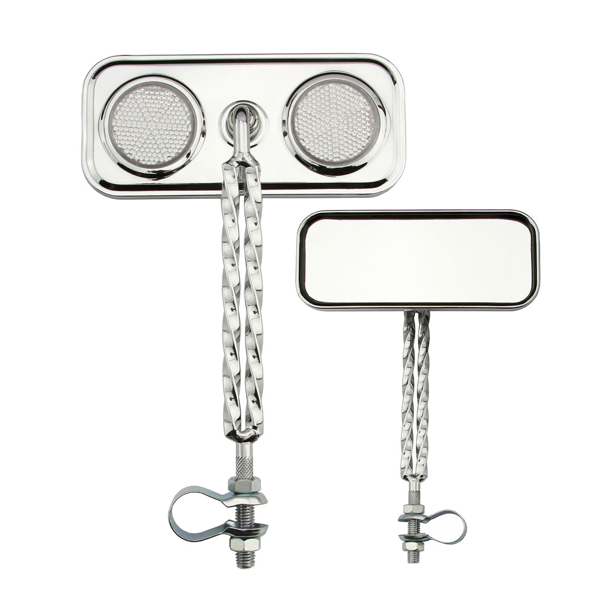 Rectangle Double Square Twisted Mirror Chrome Clear...