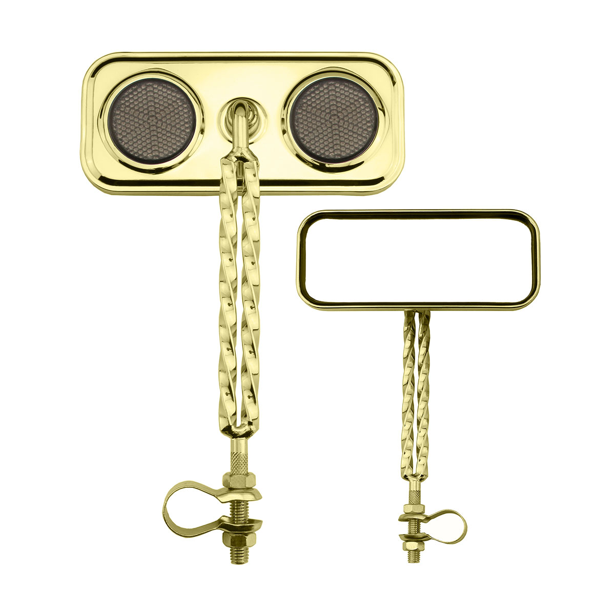 Rectangle Double Square Twisted Mirror Gold Black Reflectors.