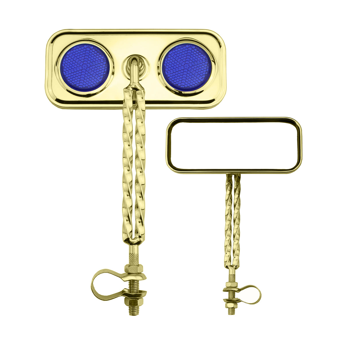 Rectangle Double Square Twisted Mirror Gold Blue Reflectors.