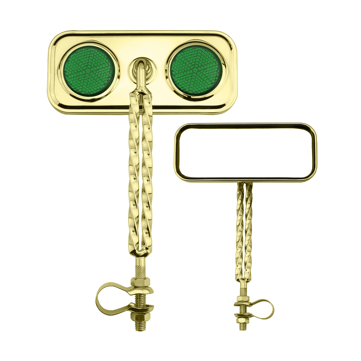 Rectangle Double Square Twisted Mirror Gold Green Reflectors.