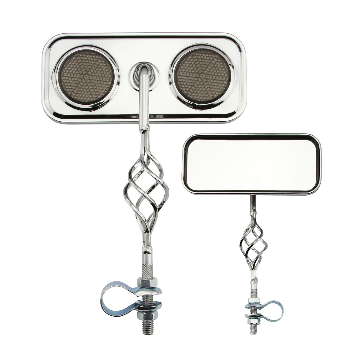 Rectangle Cage Mirror Chrome Black Reflectors.