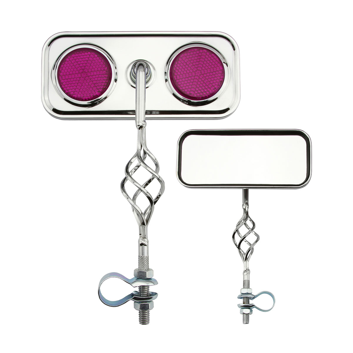 Rectangle Cage Mirror Chrome Purple Reflectors.