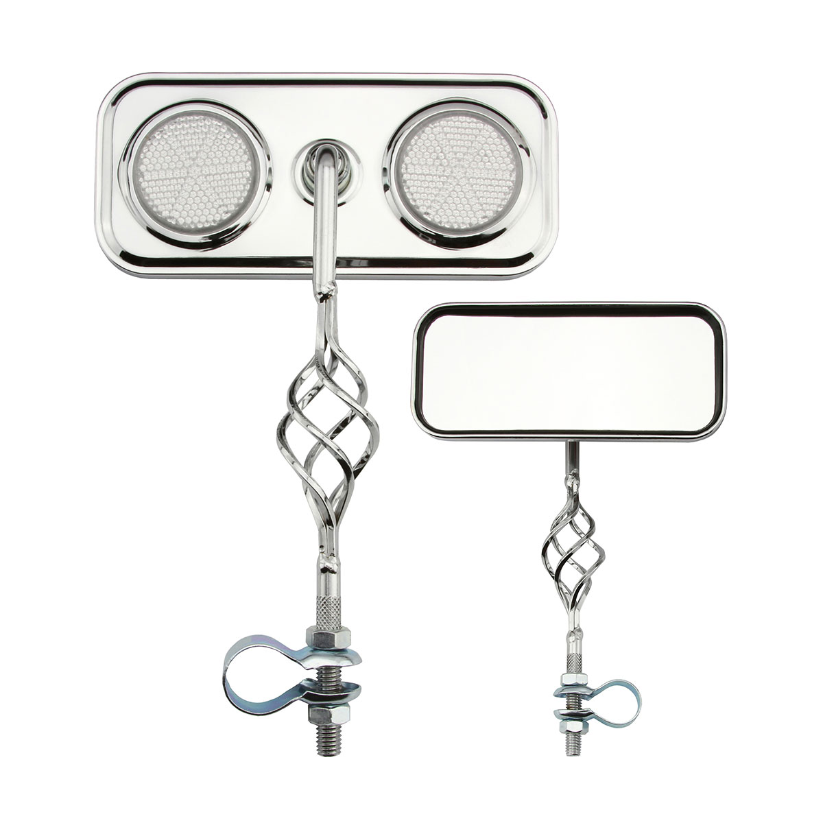Rectangle Cage Mirror Chrome Clear Reflectors.