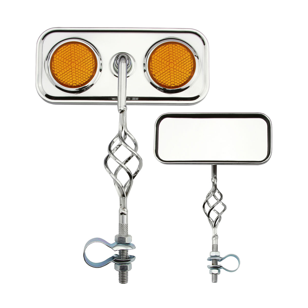Rectangle Cage Mirror Chrome Amber Reflectors.