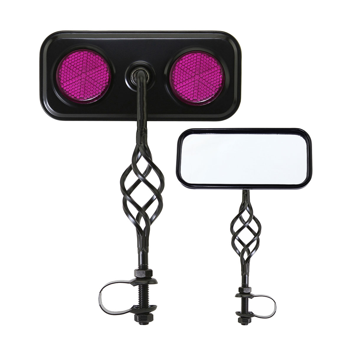 Rectangle Cage Mirror Black Purple Reflectors.