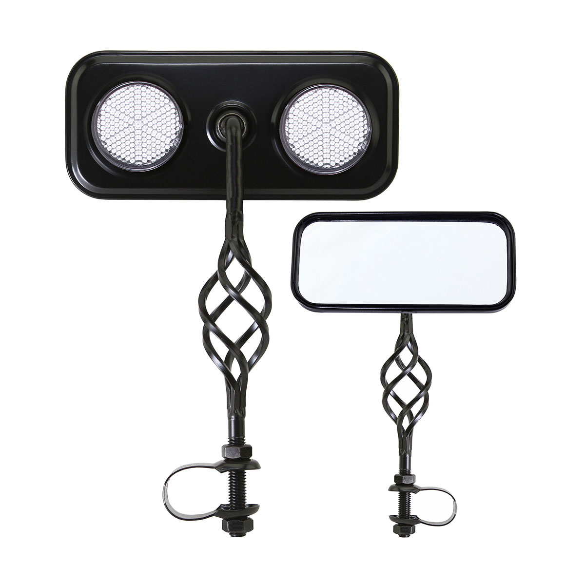 Rectangle Cage Mirror Black Clear Reflectors.