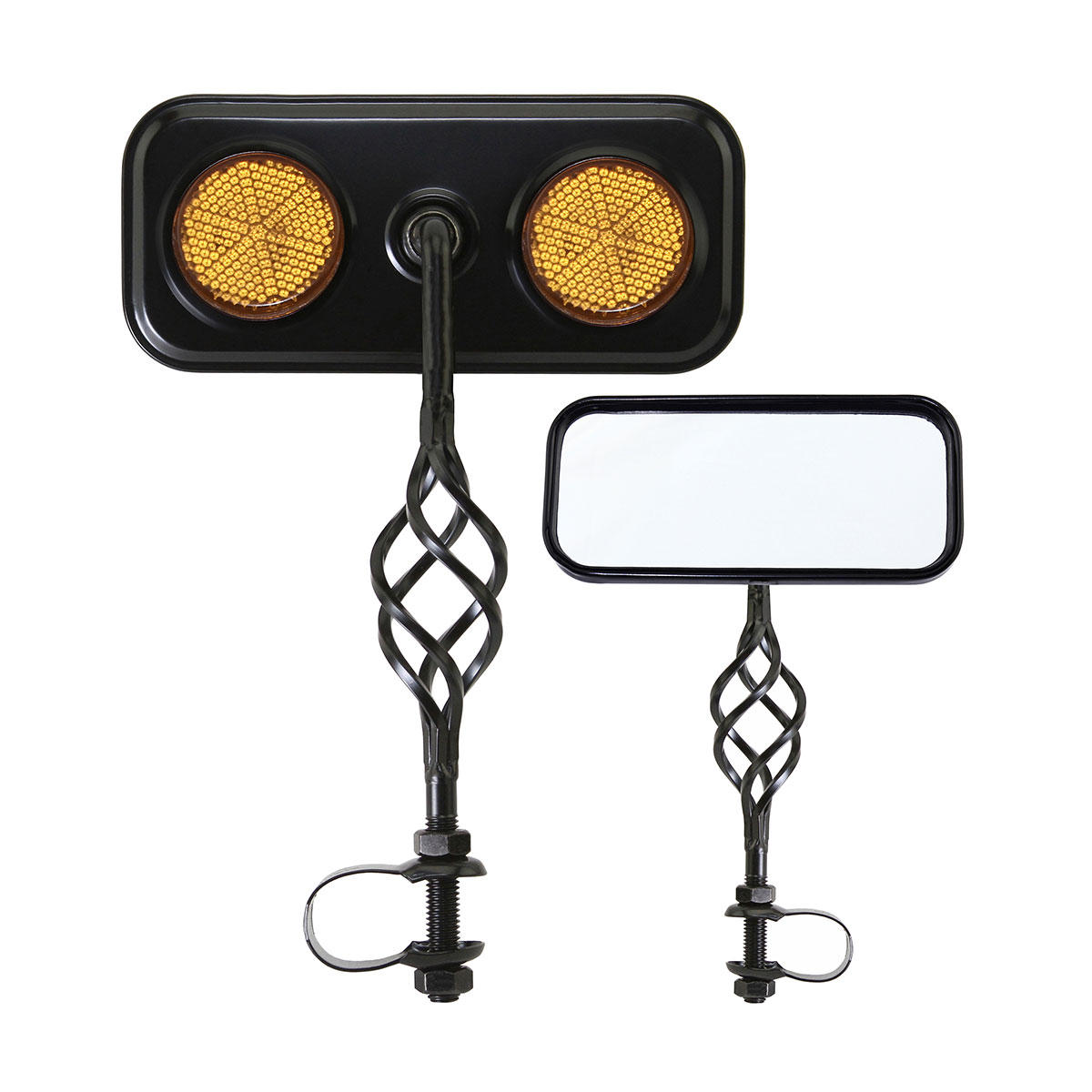 Rectangle Cage Mirror Black Amber Reflectors.