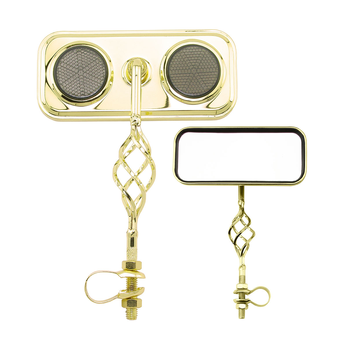 Rectangle Cage Mirror Gold Black Reflectors.