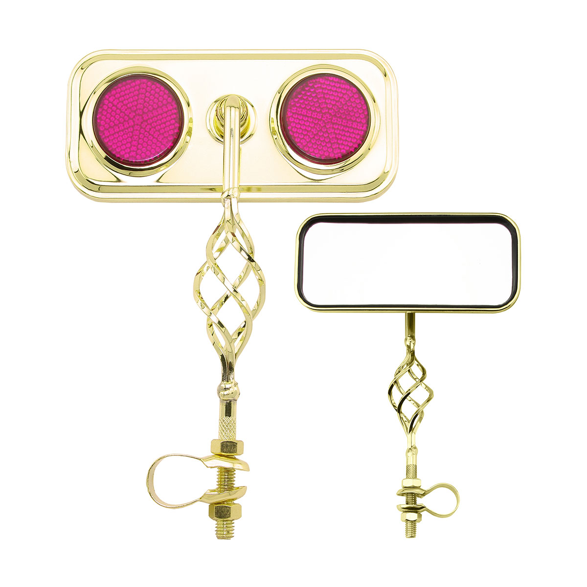 Rectangle Cage Mirror Gold Purple Reflectors.