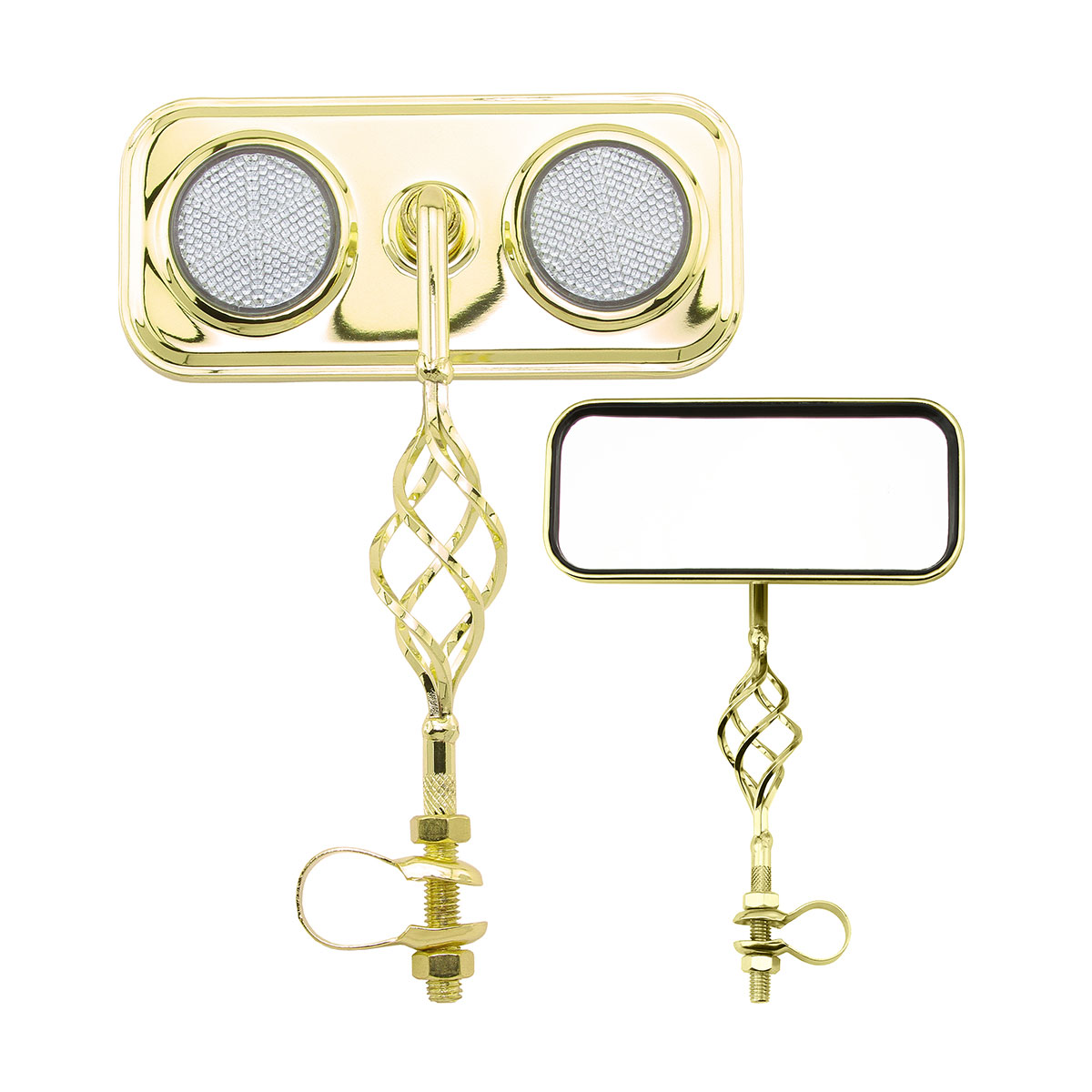 Rectangle Cage Mirror Gold Clear Reflectors.