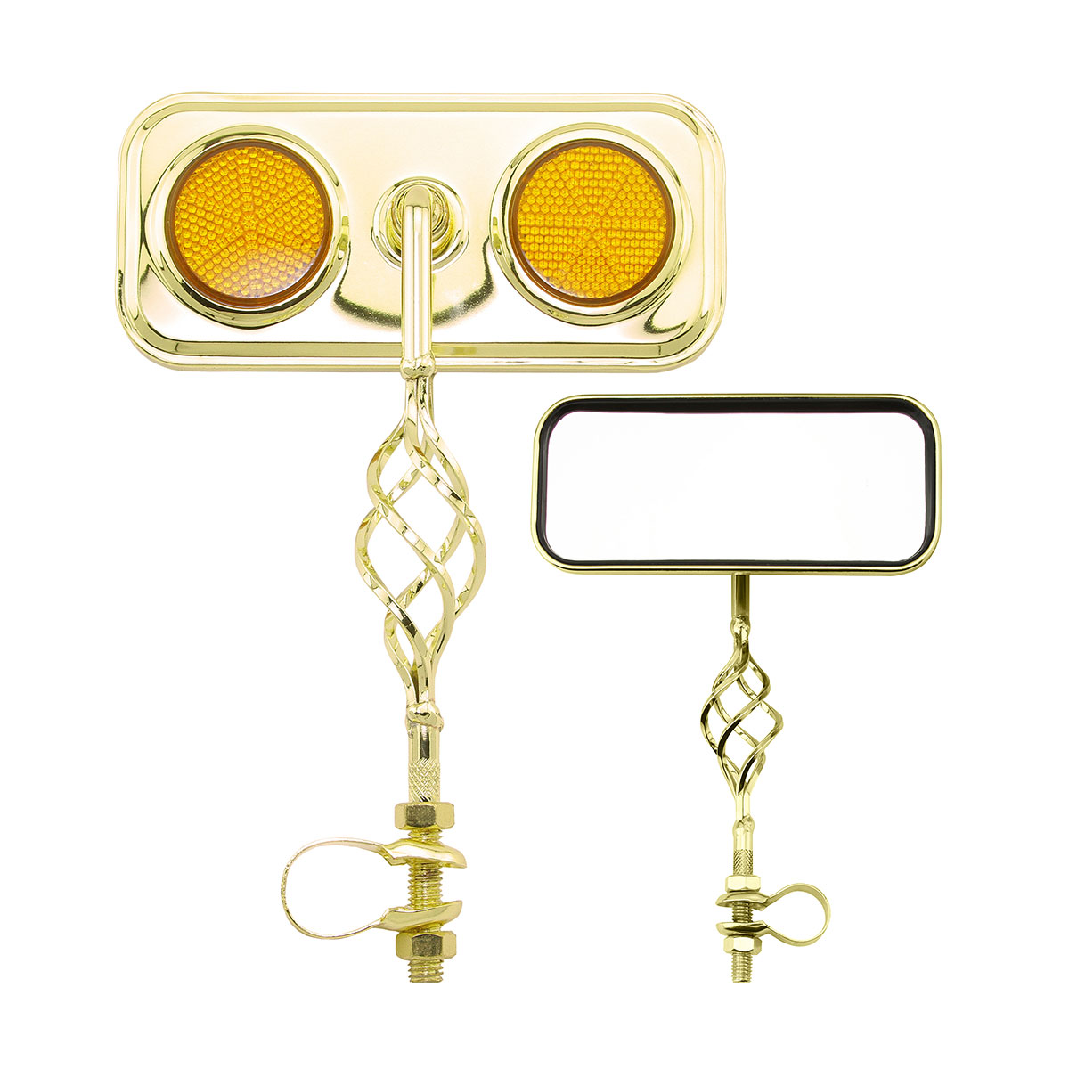 Rectangle Cage Mirror Gold Amber Reflectors.
