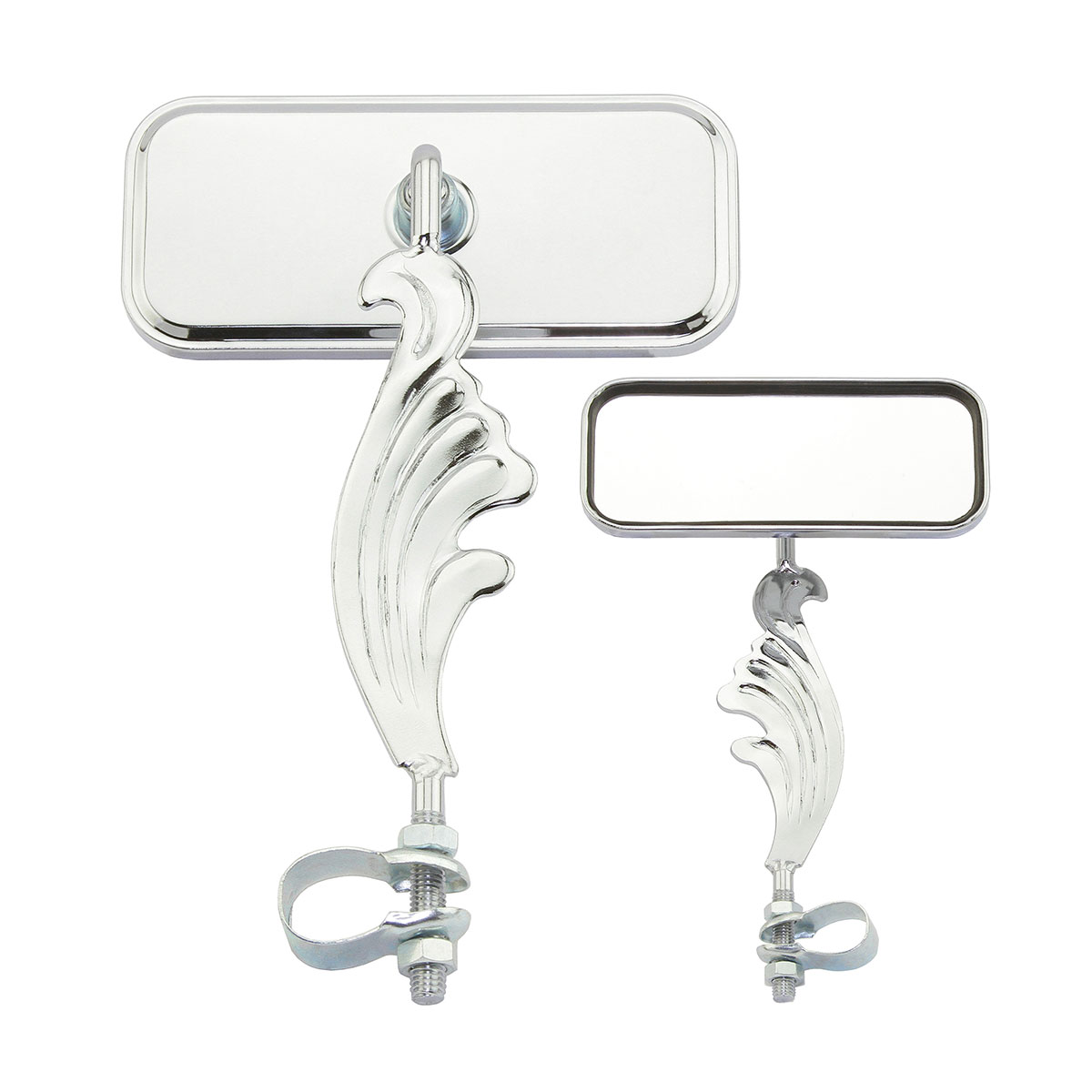 Rectangle Wing Mirror Left All Chrome.