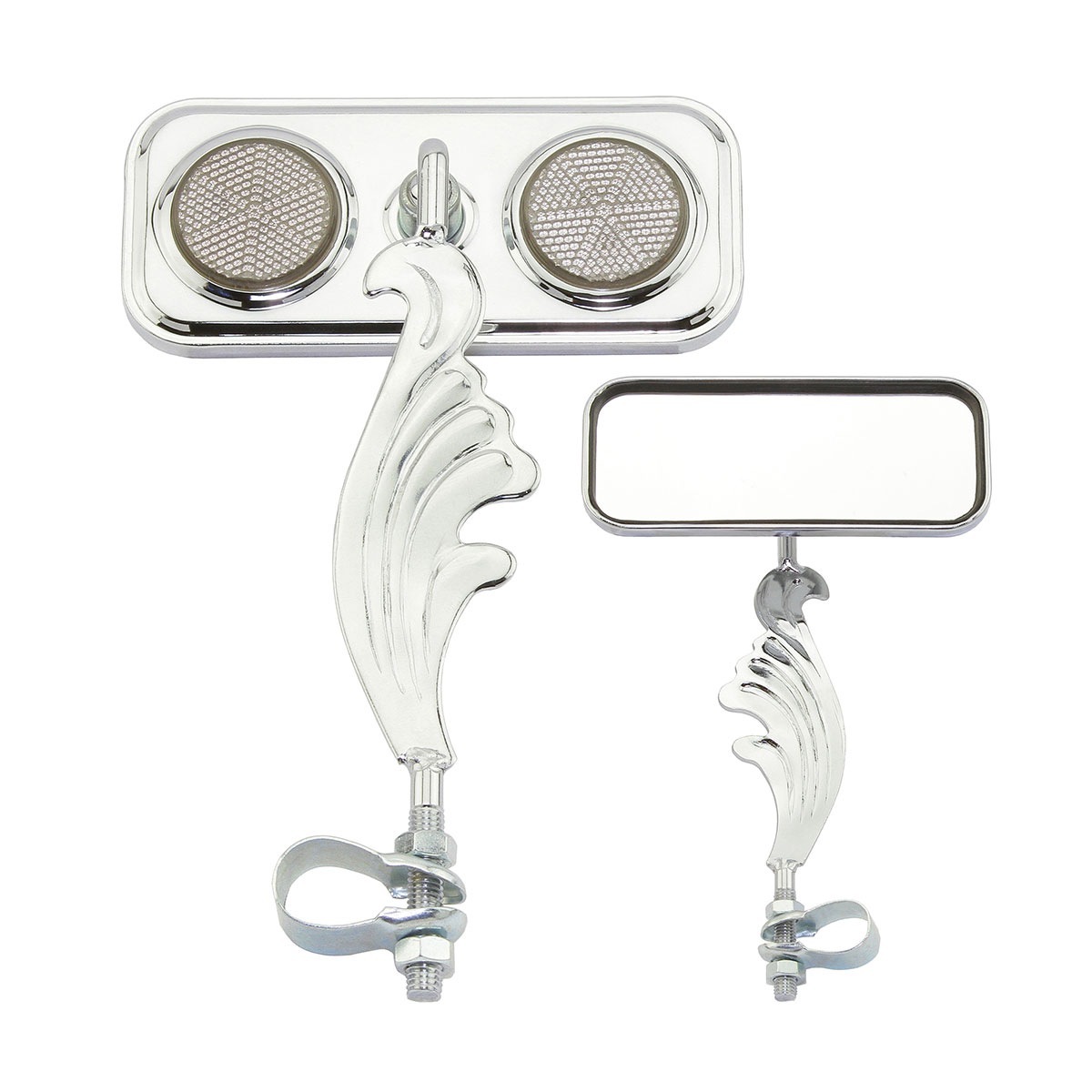 Rectangle Wing Mirror Chrome Left Black Reflectors.