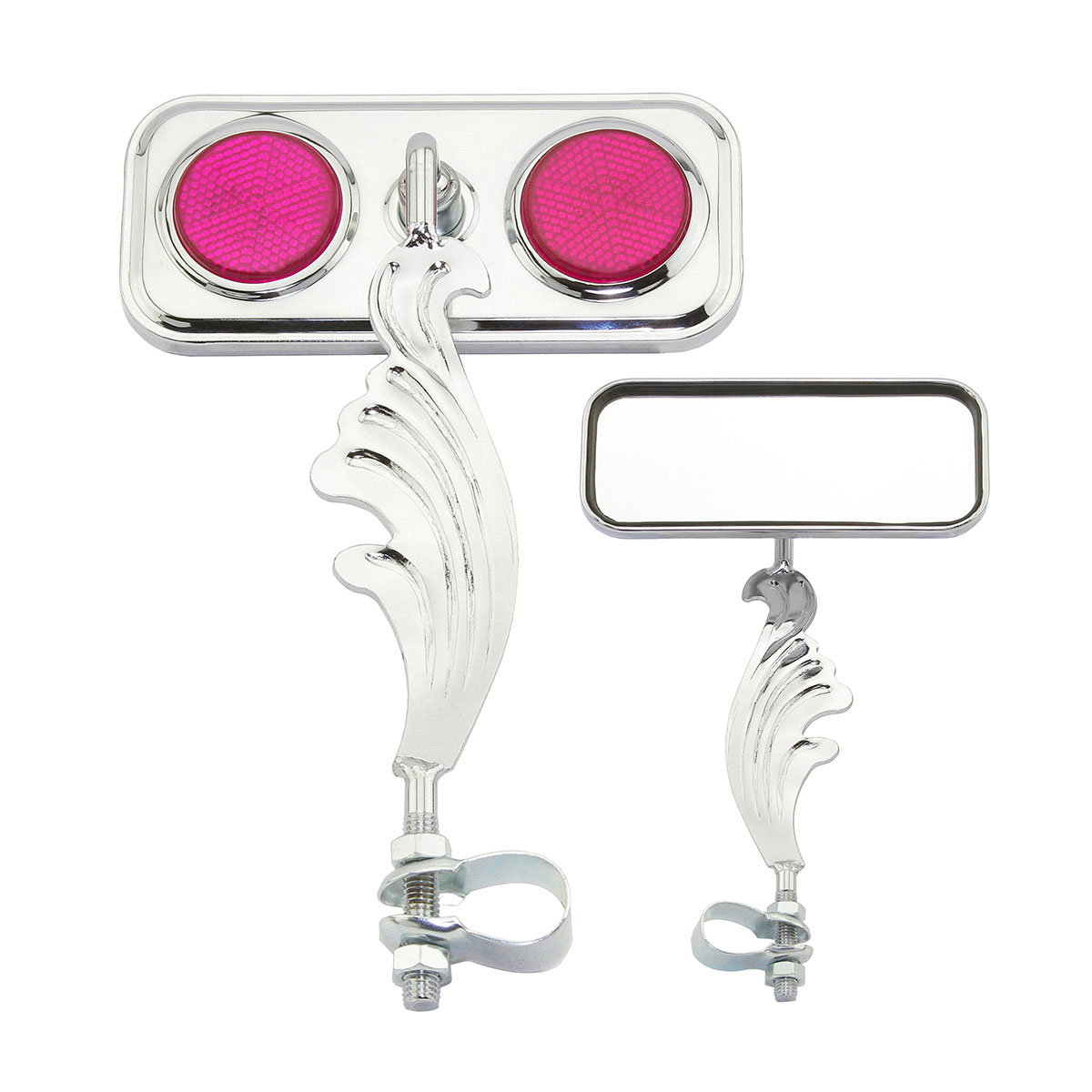 Rectangle Wing Mirror Chrome Right Purple Reflectors.