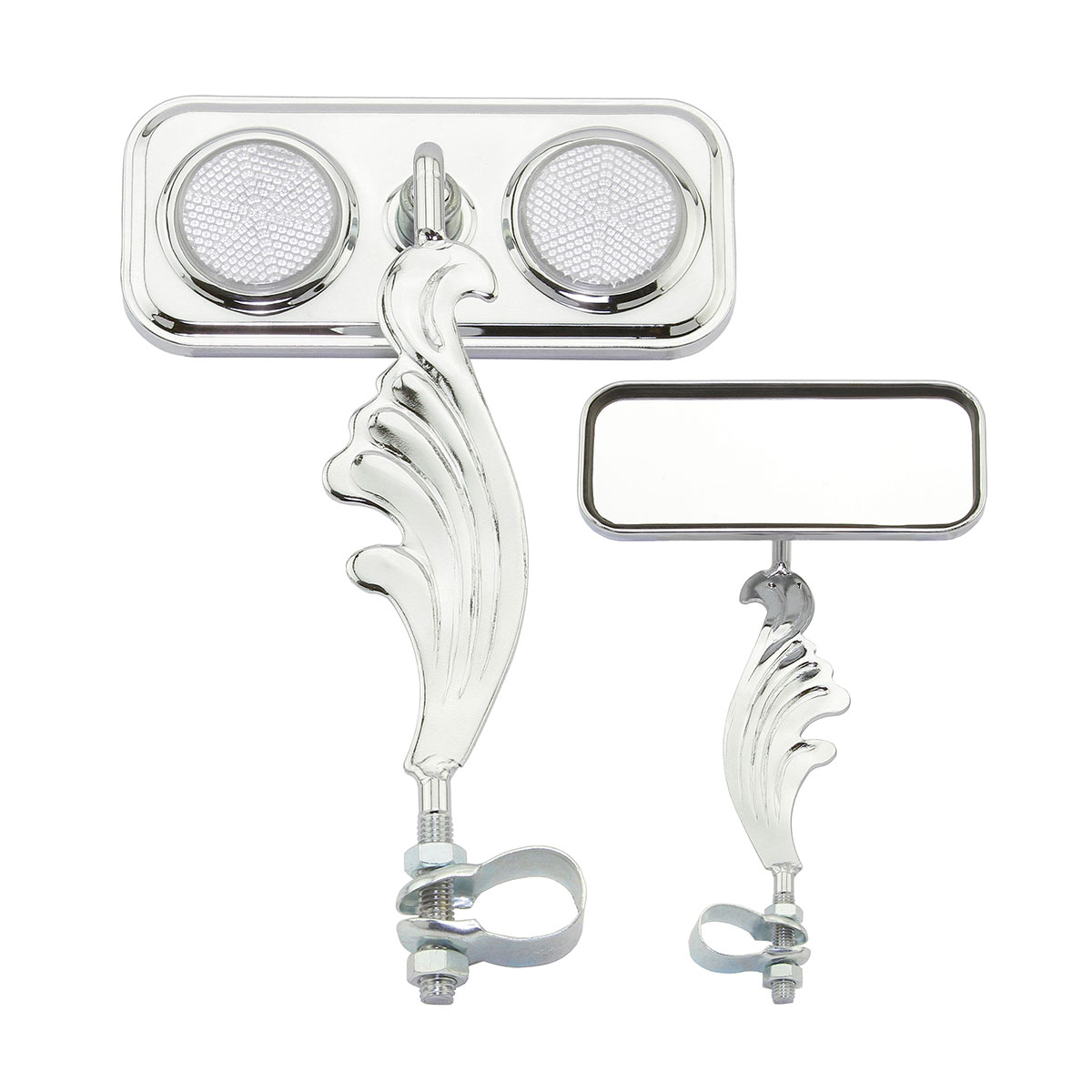 Rectangle Wing Mirror Chrome Right Clear Reflectors.