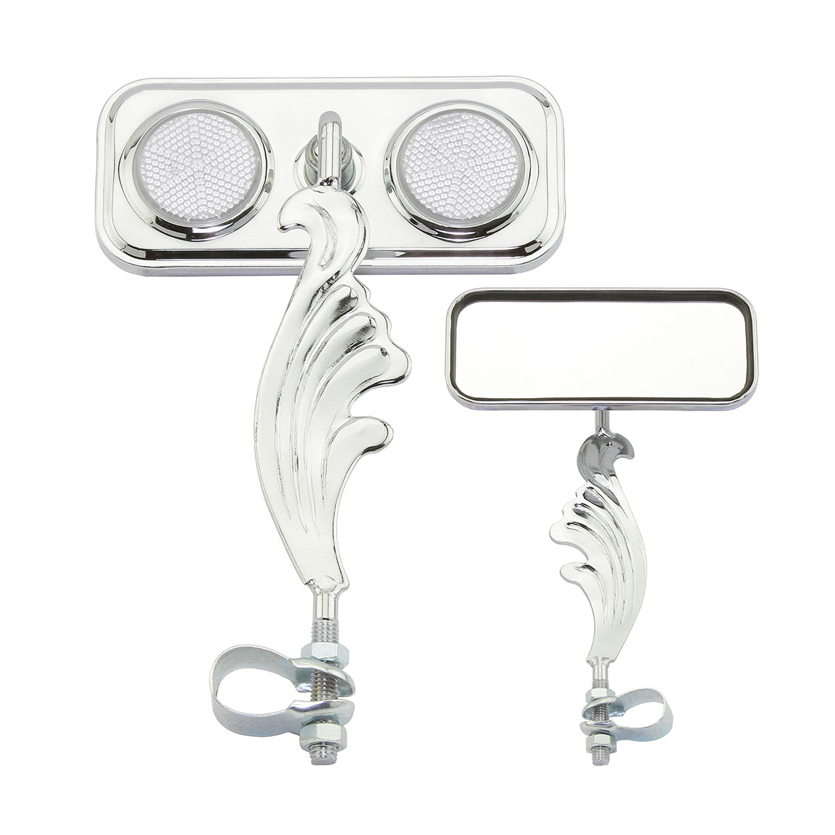 Rectangle Wing Mirror Chrome Left Clear Reflectors.