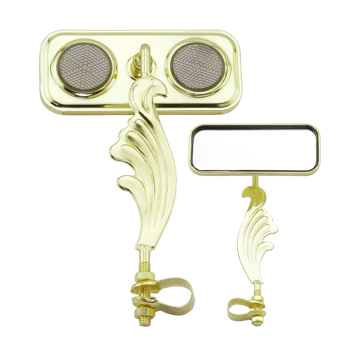 Rectangle Wing Mirror Gold Right Black Reflectors.