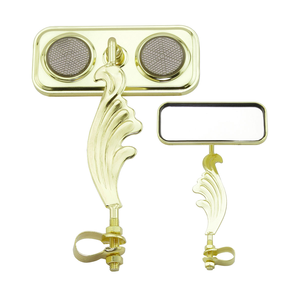 Rectangle Wing Mirror Gold Left Black Reflectors.